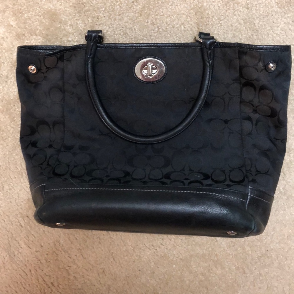 Authentic Leather Trimmed Coach Tote
